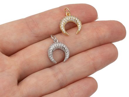 Подвеска "Лунница" 14,5мм, со стразами