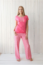 Оригинальный домашний комплект с брючками (Размер: XS) (Цвет: белый с розовым)