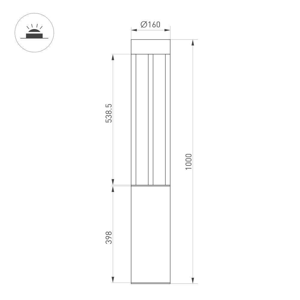 Светильник LGD-CASTELLO-BOLL-H1000-20W Warm3500-MIX (GR, 80 deg, 230V) (Arlight, IP65 Металл, 5 лет) 047685