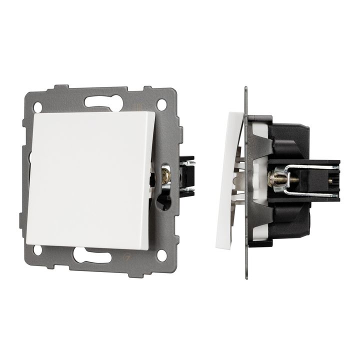 Механизм выключателя одноклавишный самовозвратный SWT-MKR1-PL-WH-V (250V, 10A) Arlight 049879