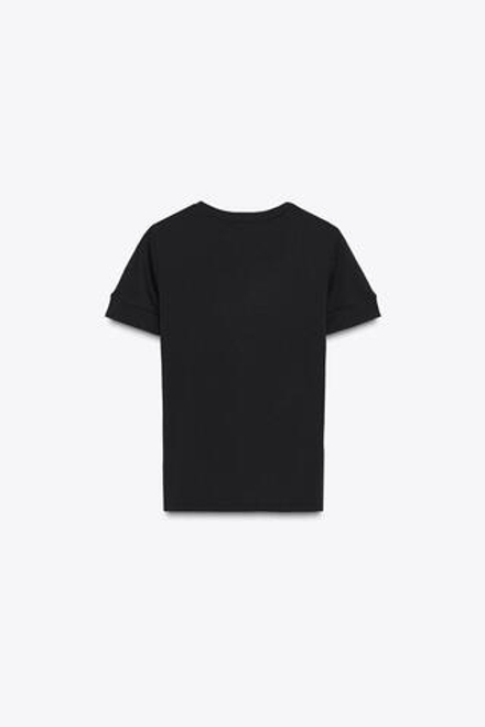ZARA МИНИМАЛИСТИЧНАЯ ФУТБОЛКА С КОРОТКИМИ РУКАВАМИ, ЧЕРНЫЙ