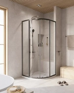 Душевой уголок Cezares Relax 90x90 RELAX-304-R-2-90-C-GM стекло прозрачное/профиль матовая оружейная сталь