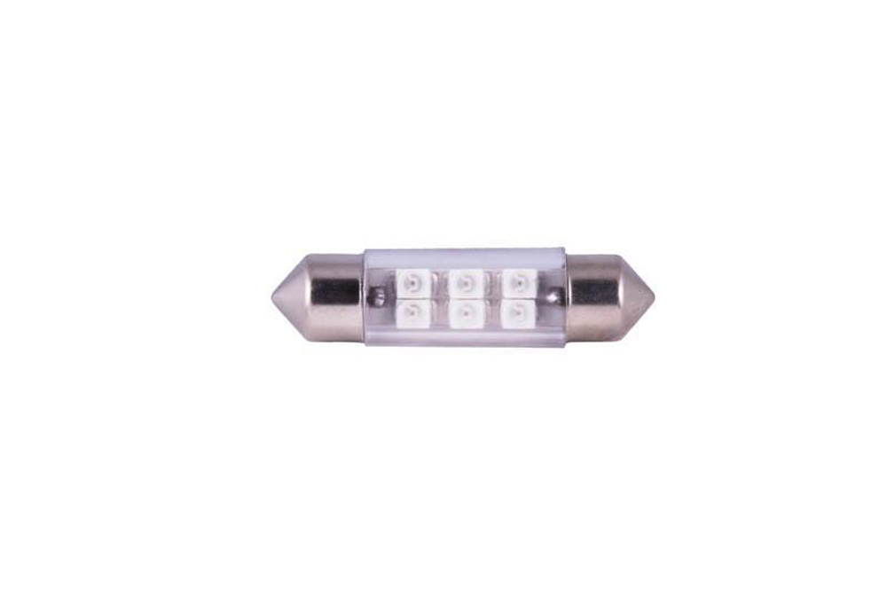 Лампа светодиодная 12V 10W салонный 36 мм красный 6 SMD Маяк