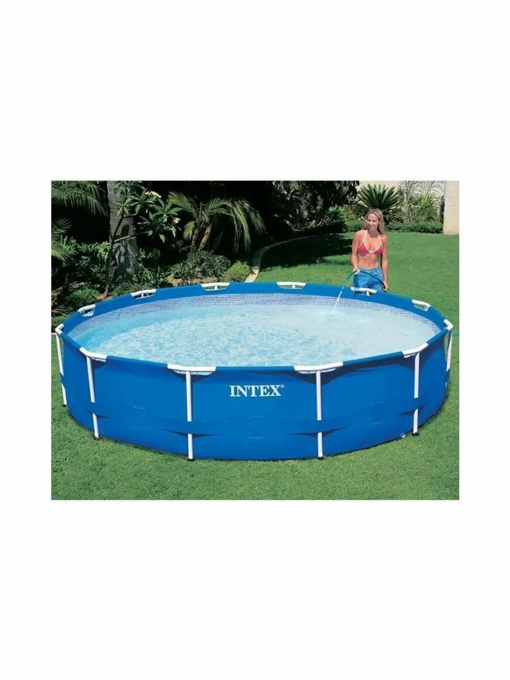 Каркасный бассейн 305х76 см Intex 28200, круглый семейный бассейн для дачи Metal Frame 4485 л