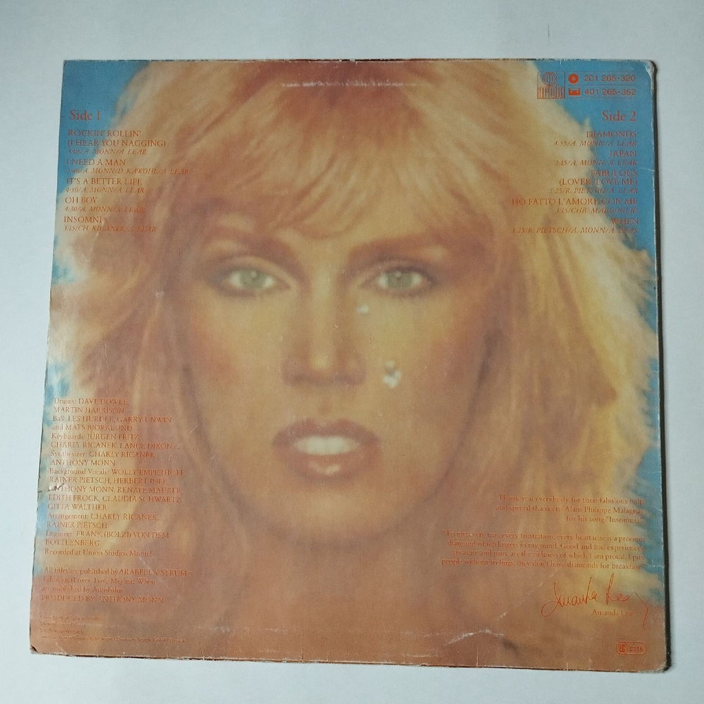 Винтажная виниловая пластинка LP Amanda Lear Diamonds For Breakfast (Germany 1980)