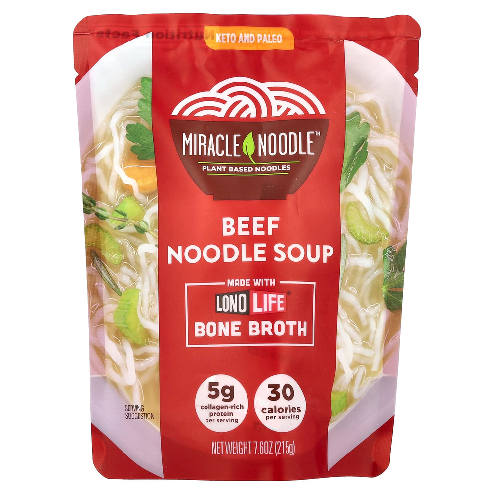 Miracle Noodle, Bone Broth, говяжий суп с лапшой, 215 г (7,6 унции)