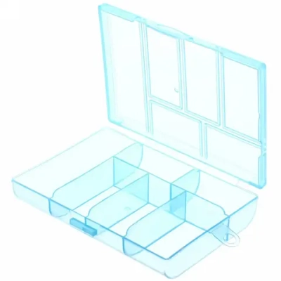 Таблетница - органайзер 6 ячеек «VOSTOKDOM», цвет прозрачный и голубой, 12*9*2см