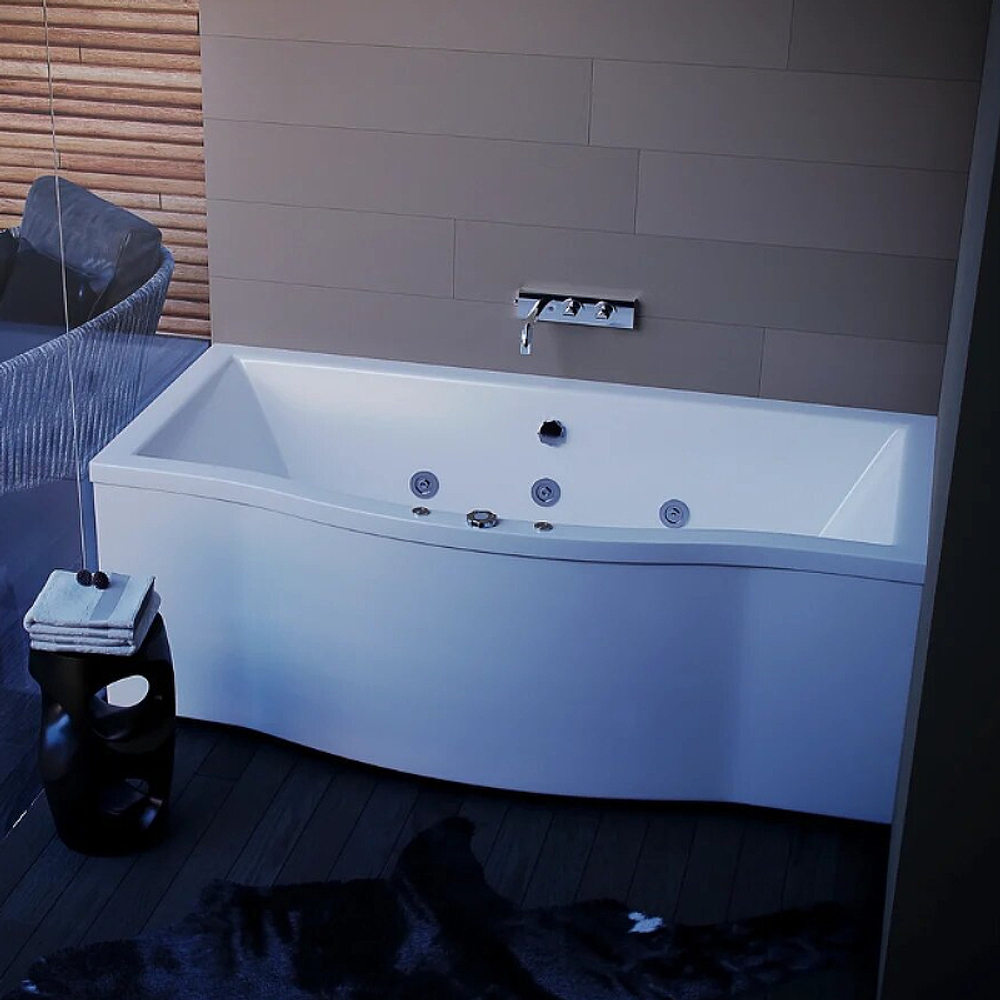 Акриловая ванна Aquatek (Акватек) Гелиос 180x90, с каркасом, с фронтальной панелью, со сливом-переливом