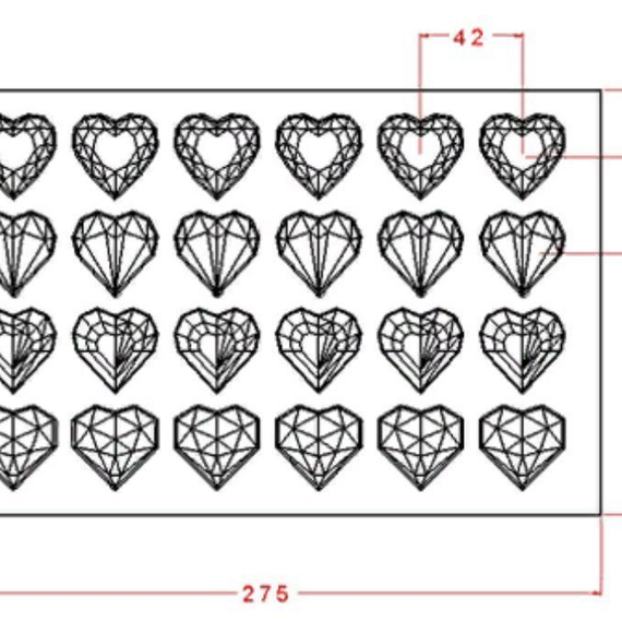 813 | Форма для шоколадных конфет &quot;Сердца и грани&quot; (275*175 мм)