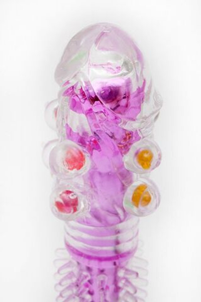 Прозрачно-розовый вибратор с дополнительными пупырышками - 16,5 см. (Цвет: розовый)