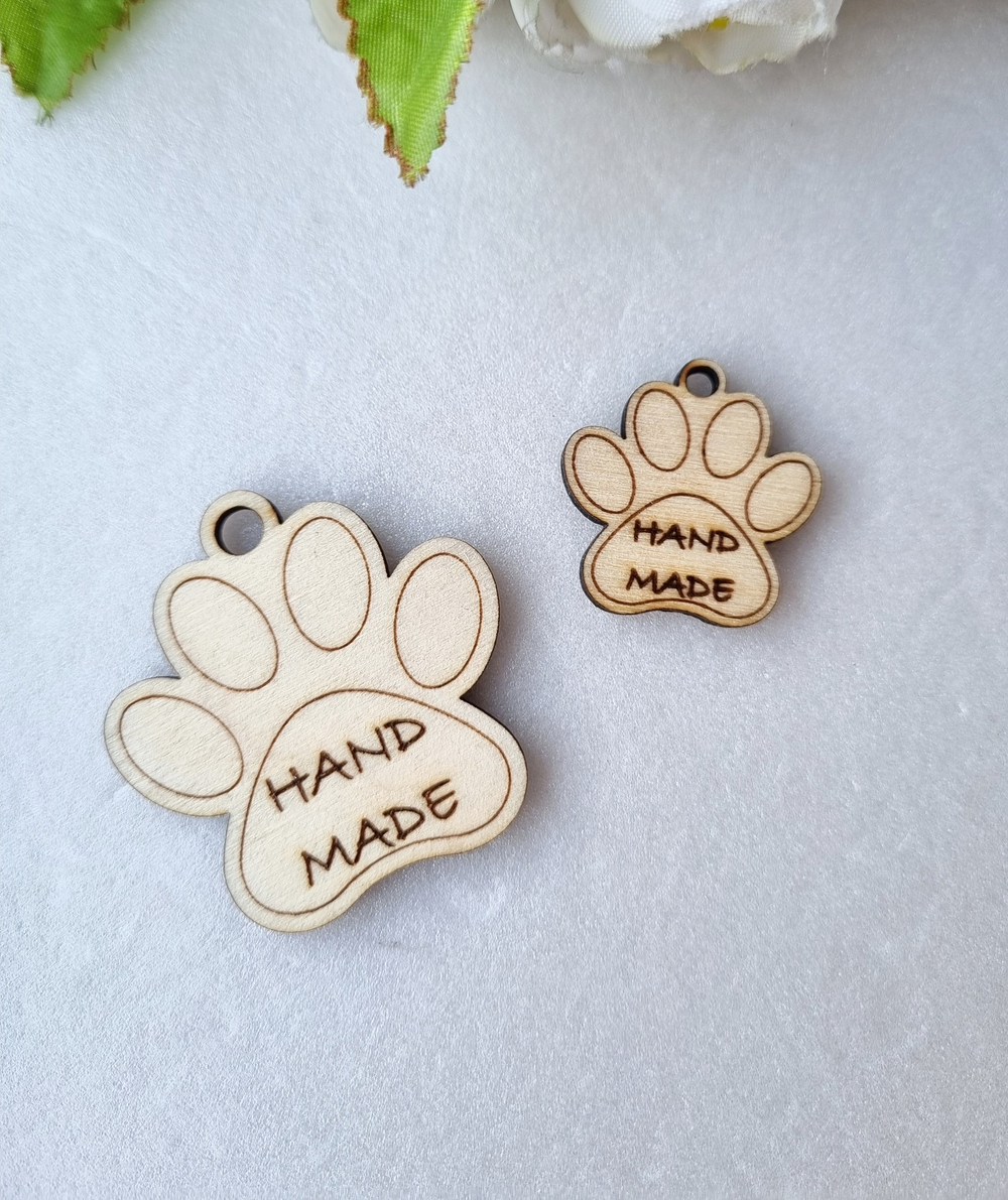 Бирка Лапка "Hand made" 40 мм, дерево