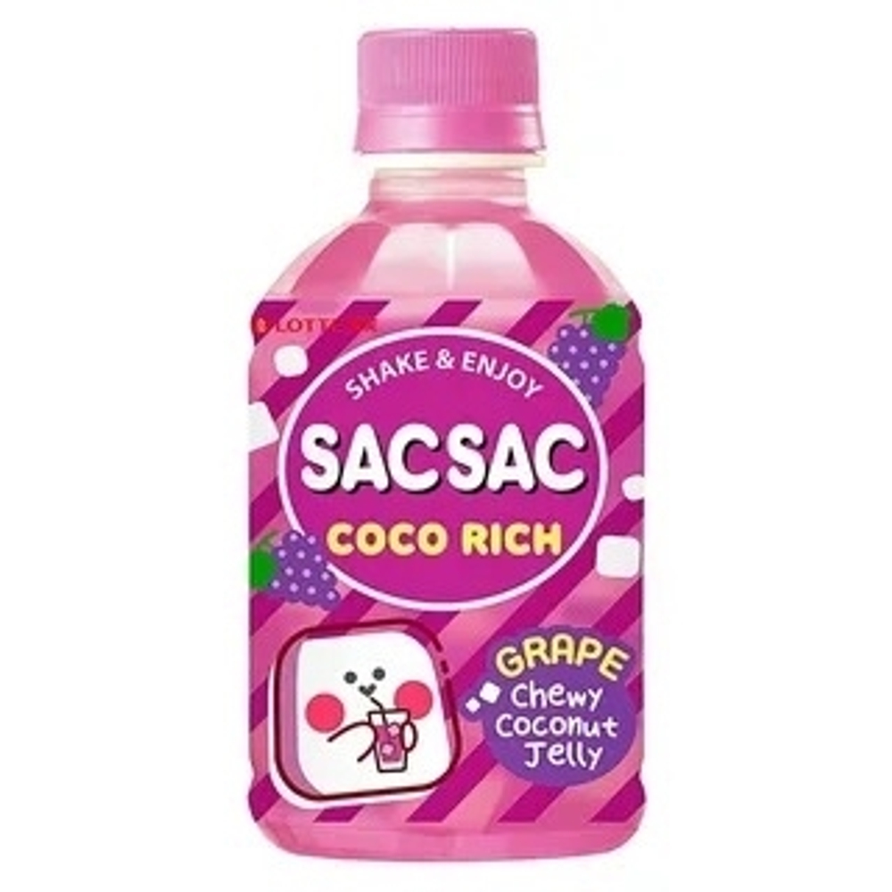 Напиток сокосодержащий Sac Sac Coco Rich с кусочками кокосового желе со вкусом винограда 280 мл