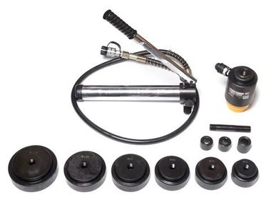 Пробойник гидравлический с насосом15т(?63, 76, 80, 89, 100, 114мм, сталь нерж.-2мм, медь/алюм.-4мм,ход штока-22мм),в кейсе Forsage F-71502