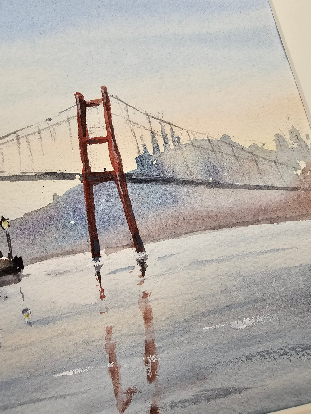 Картина авторская акварельная в паспарту 30х40 см на стену для интерьера "Мечеть Ортакей. Стамбул"