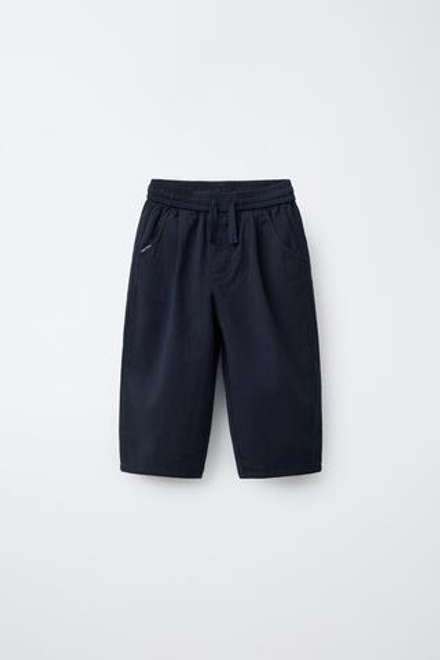 ZARA БРЮКИ BAGGY ИЗ РЕЛЬЕФНОЙ ТКАНИ, МОРСКОЙ СИНИЙ