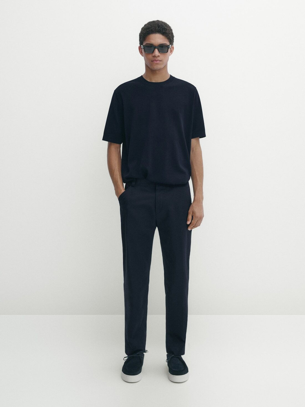 Massimo Dutti Трикотажная футболка с коротким рукавом - Studio, темно-синий