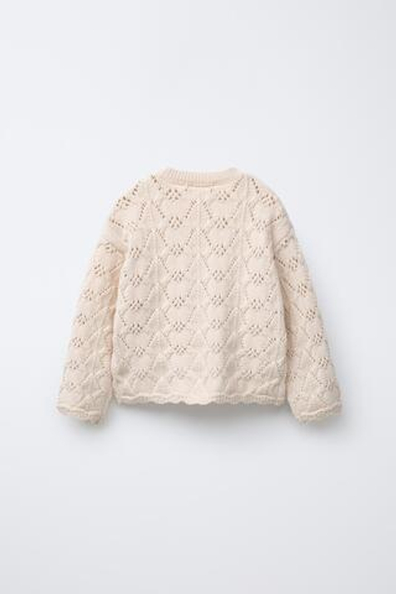 ZARA СВИТЕР С ЦВЕТАМИ, ЭКРЮ
