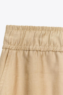 ZARA ШИРОКИЕ БРЮКИ С ЭЛАСТИЧНОЙ ТАЛИЕЙ, ПЕСОЧНЫЙ