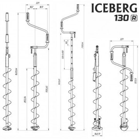 Ледобур ICEBERG-SIBERIA 130R-1600 v3.0 правое вращение (LA-130RS) Тонар