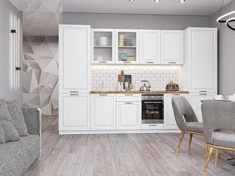 Прямая модульная кухня Ницца Royal-01 Blanco - Белый 2140*3150*600