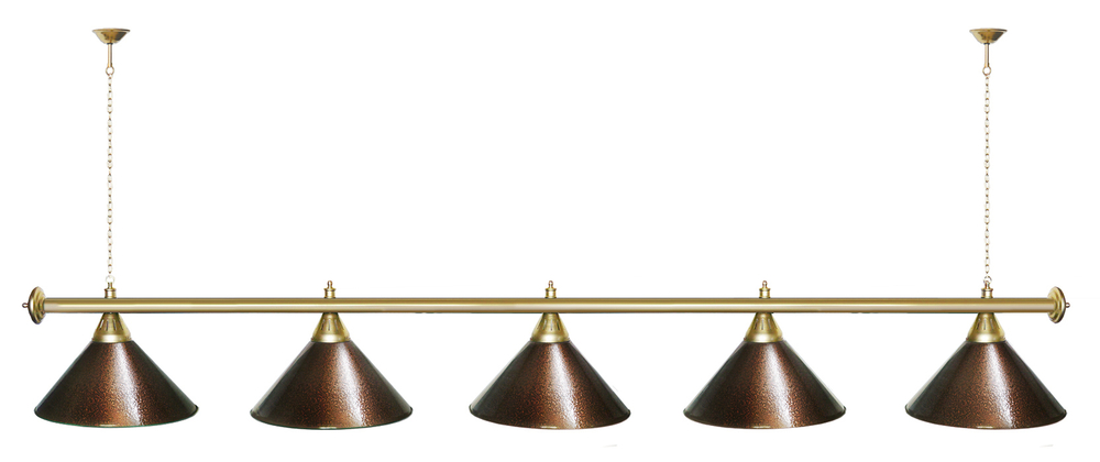 Лампа STARTBILLIARDS 5 пл. (плафоны зеленые,штанга зеленая,фурнитура золото)