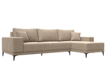 Диван угловой Льюес правый, Бежевый, Велюр, 122396