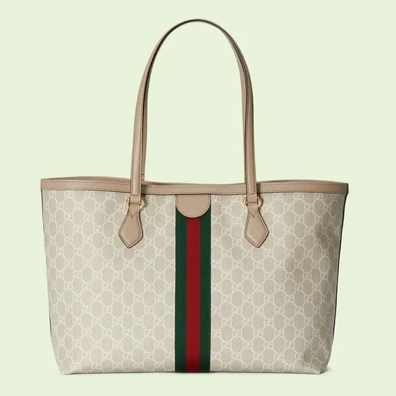 Сумка-тоут Gucci Ophidia GG среднего размера кремовый