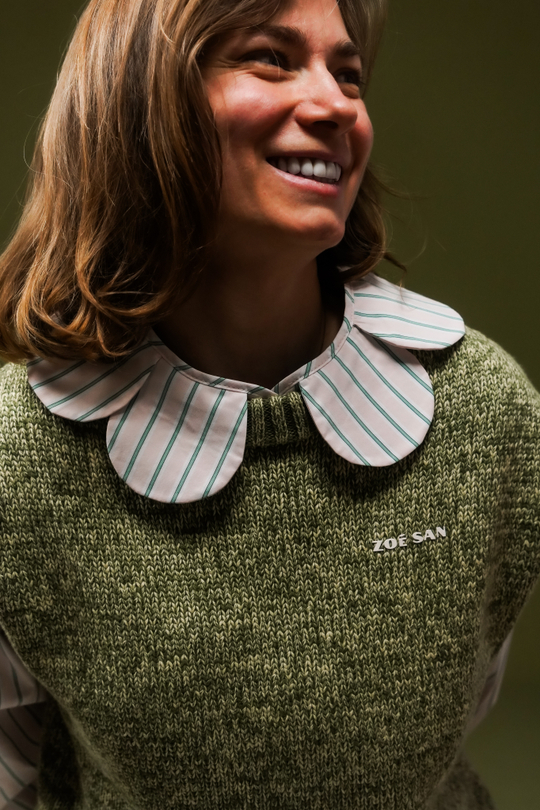 Жилет из хлопкового мулине зеленого цвета ПРЕДЗАКАЗ