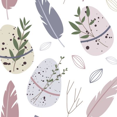 Пасха. Яйца, украшенные листьями