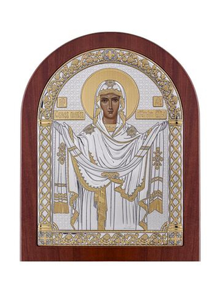 Покрова БМ, икона арочная, красное дерево 57х75