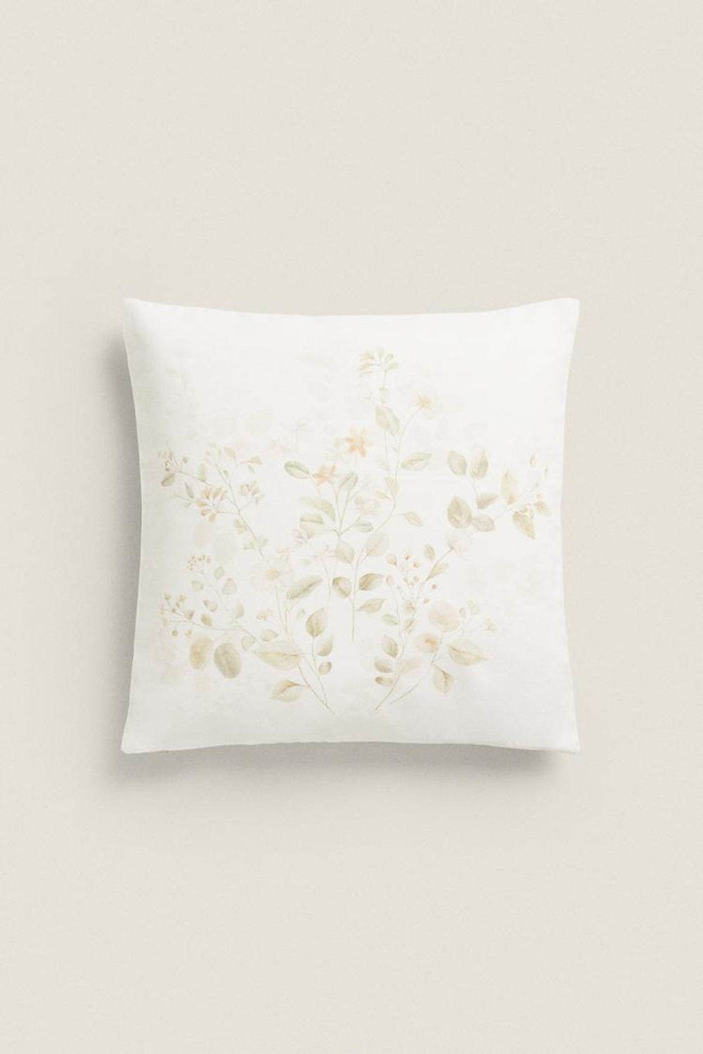 ZARA HOME ХЛОПКОВЫЙ ЧЕХОЛ ДЛЯ ДЕКОРАТИВНОЙ ПОДУШКИ С ЦВЕТОЧНЫМ УЗОРОМ, СВЕТЛО-БЕЖЕВЫЙ
