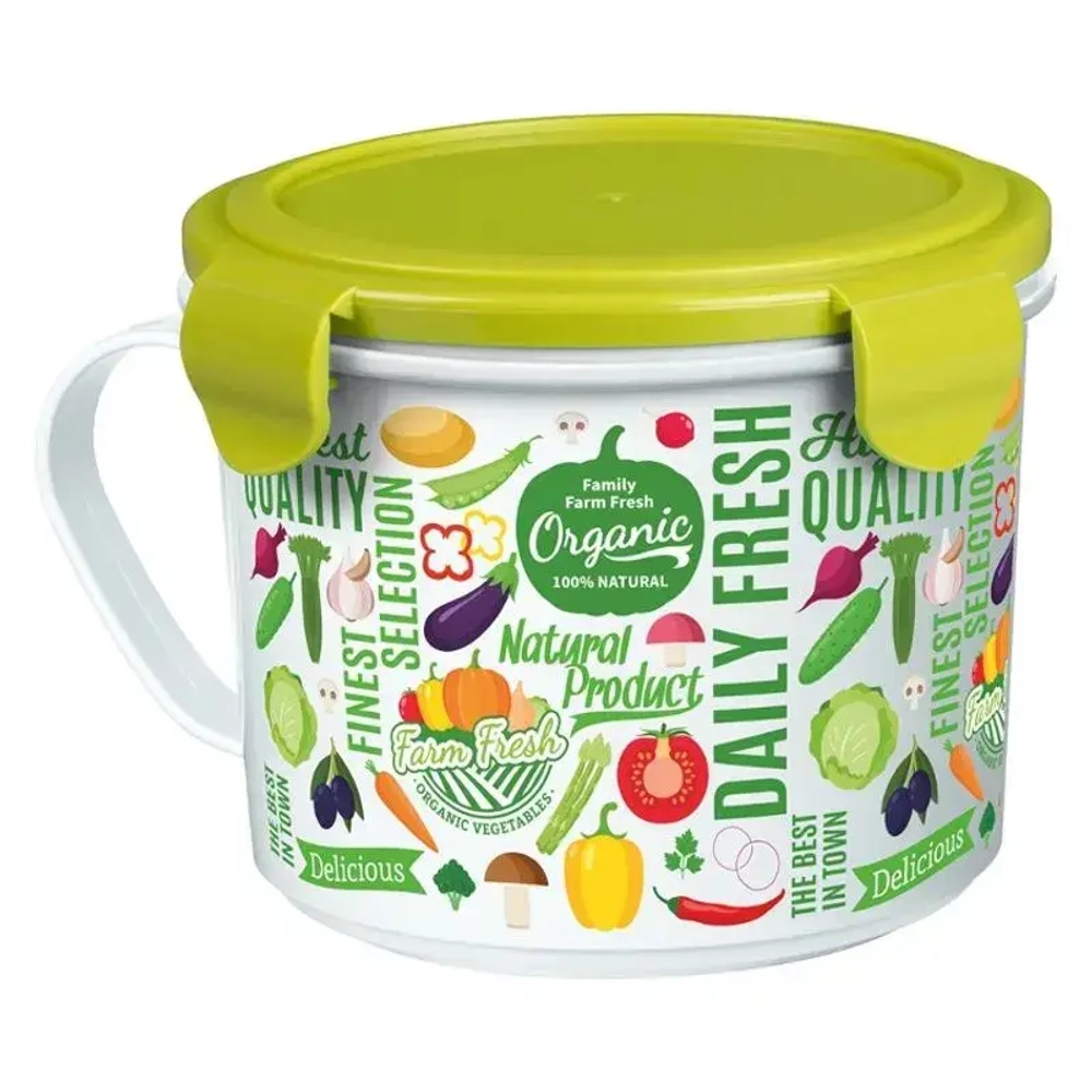 КОНТЕЙНЕР-КРУЖКА ДЛЯ ХОЛОДИЛЬНИКА И МИКРОВОЛНОВОЙ ПЕЧИ TAKE&GO С ДЕКОРОМ 0,85 Л (Бесцветны