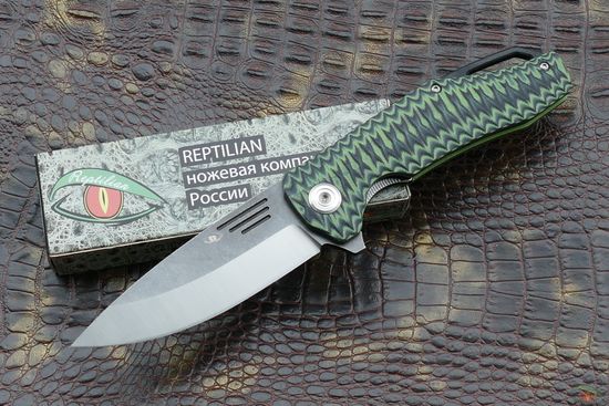 Складной нож REPTILIAN "Скутум-06" c клинком из стали D2, рукоять G10 / алюминий