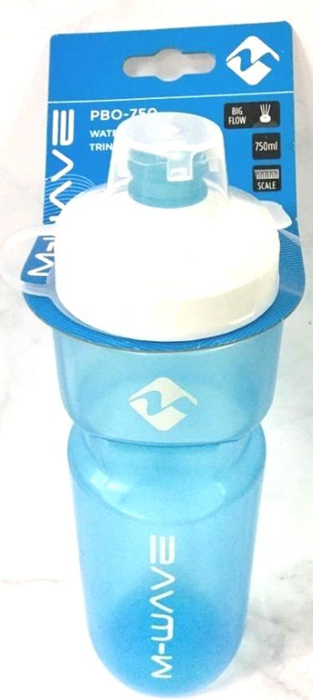 Фляга пластиковая 0,75л с крышкой, с широким соском, голубая M-WAVE