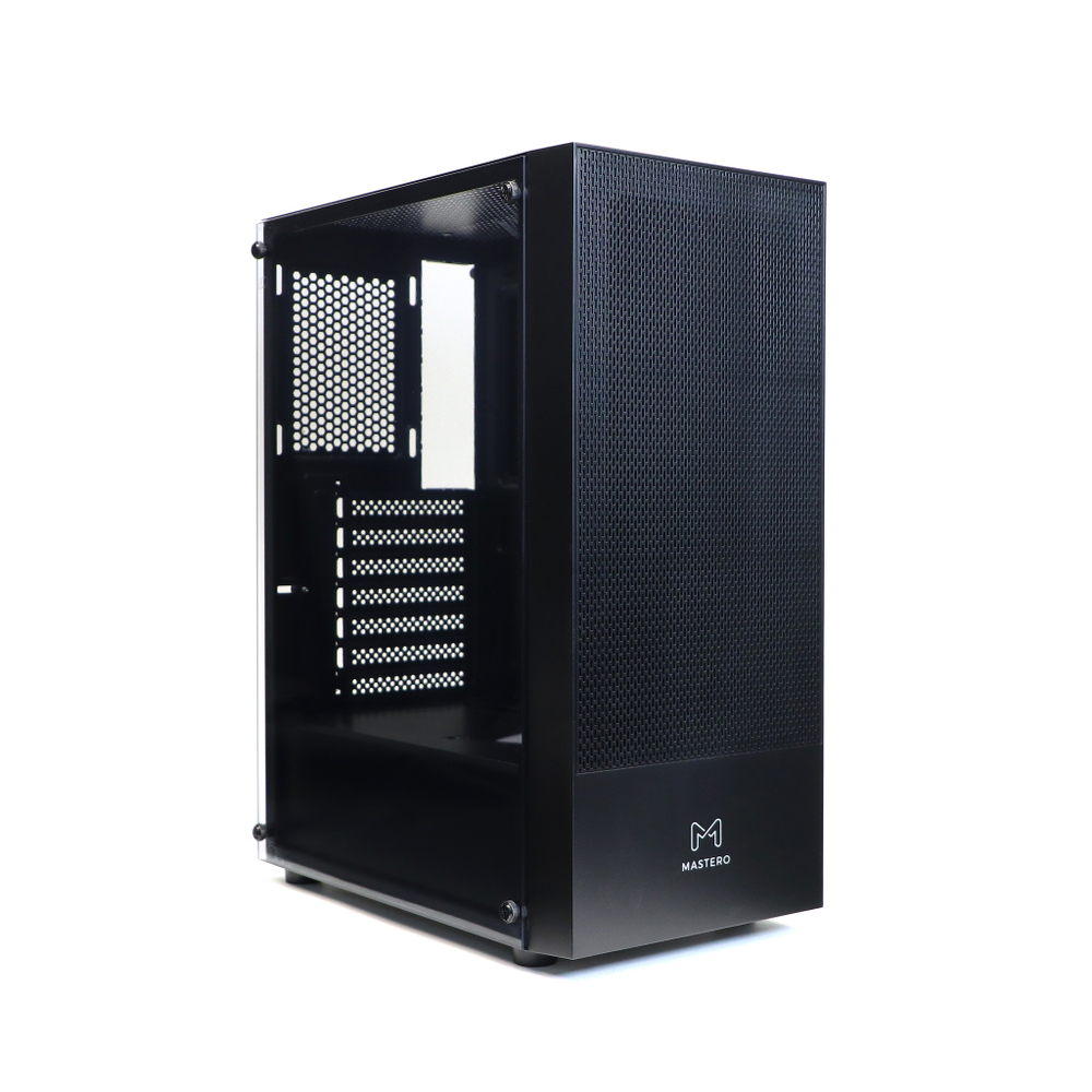 Корпус Mastero GA-01, Без БП, ATX, чёрный, бок: закалённое стекло (MST-GA-01-B)