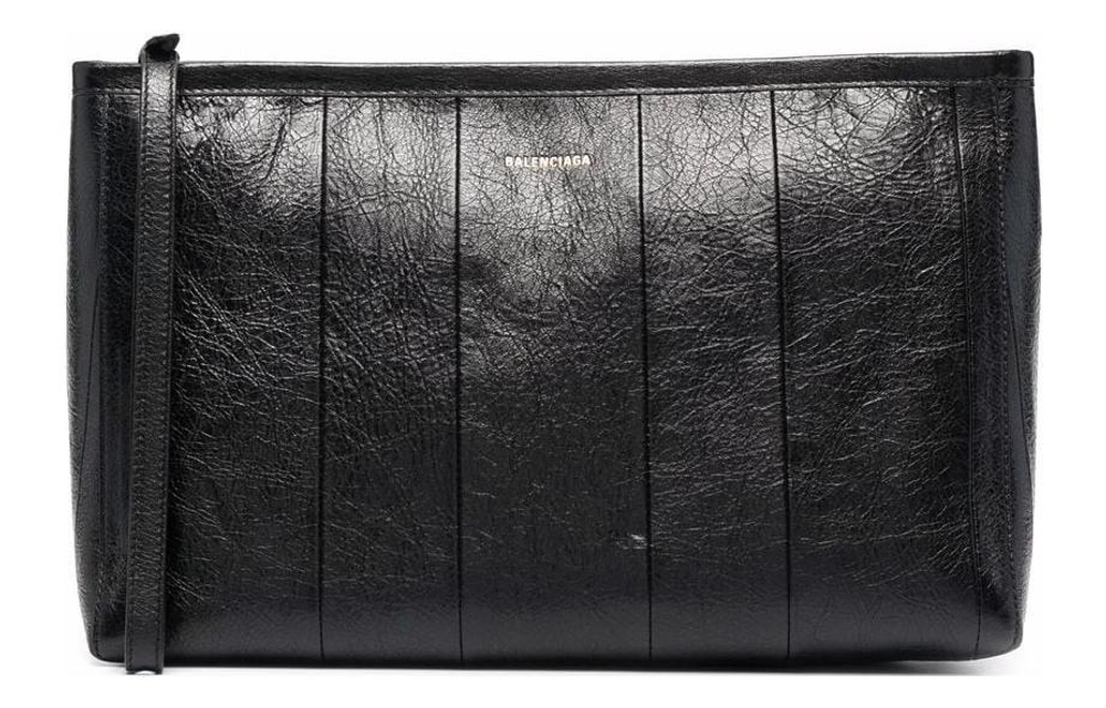 Balenciaga Barbes Leather Clutch Women"s Black