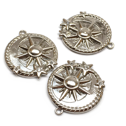 Подвеска с фианитами "Звезды" 20х17 мм, родий