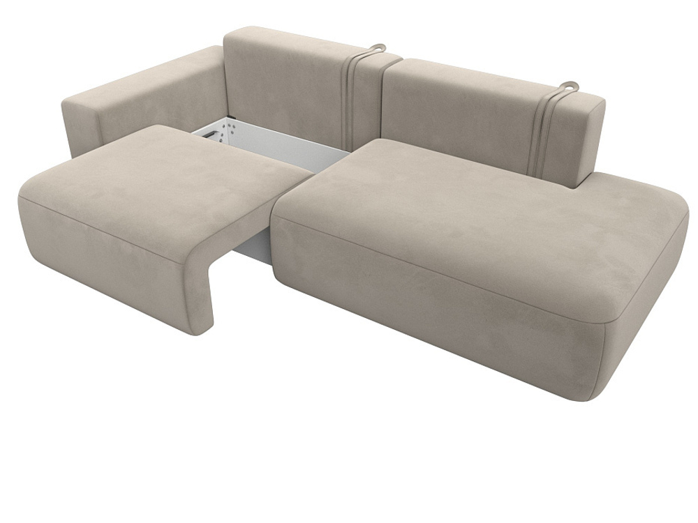 Диван угловой Лига-036 НПБ Модерн левый угол МИКРОВЕЛЬВЕТ Бежевый