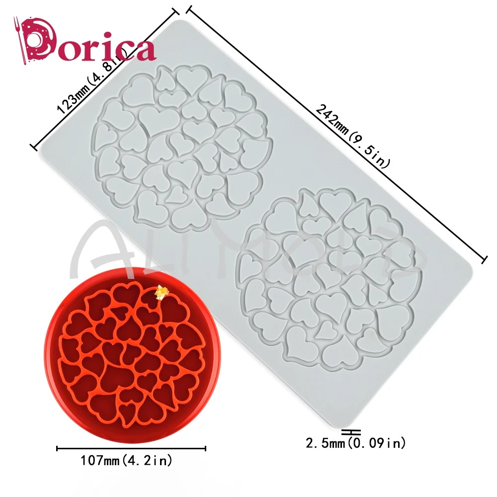 Силиконовый коврик для декора "Сердца" LFM-403