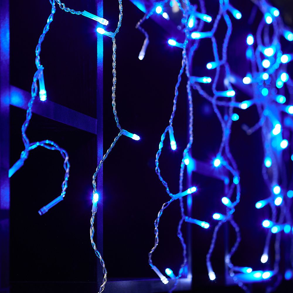 ULD-B25006-440-TTK BLUE-WHITE IP44 Бахрома светодиодная с эффектом мерцания. 25м. Соединяемая. 440 светодиодов. Синий и белый свет. Провод прозрачный. ТМ Uniel