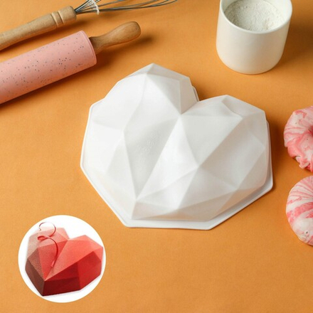 Форма силиконовая для выпечки и муссовых десертов «Геометрия любви», 21,5×20×6 см, цвет б