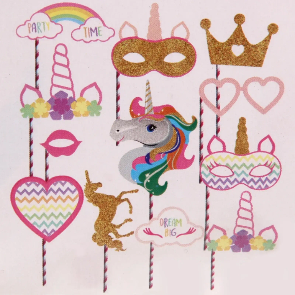 Фотобутафория «Единорог с аксессуарами» набор 12 предметов