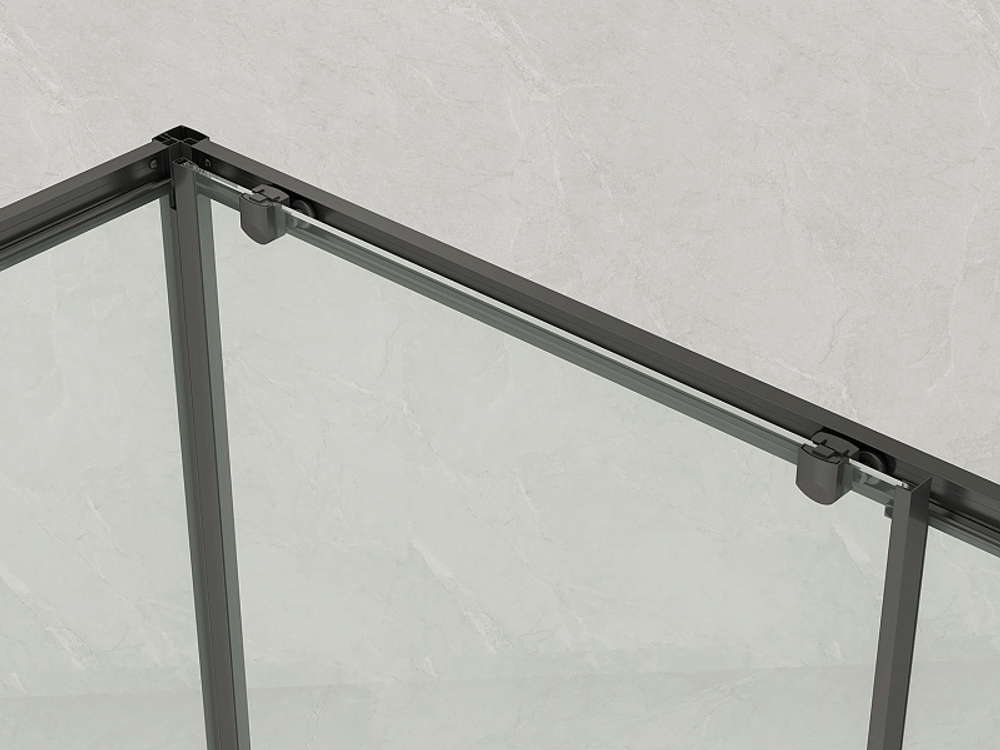 Душевое ограждение Loranto 120x90x190 раздвижная дверь, универсальная, прозрачное стекло 6 мм, профиль черный матовый (CS-AB02B-129)