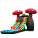 Надувная прямая водная горка с бассейном «Грибной акварай» 7x4x5 м