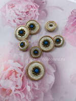 Пуговицы винтажные с белым перламутром и цветком (скидка)