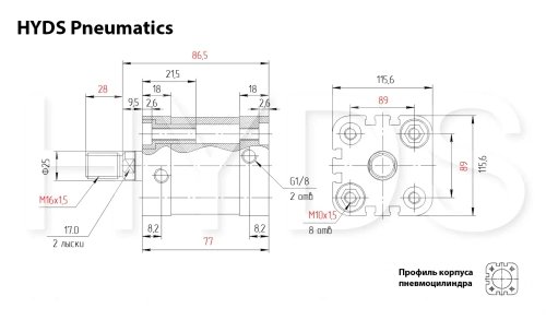 ADN-100-10-A-P-A Пневмоцилиндр