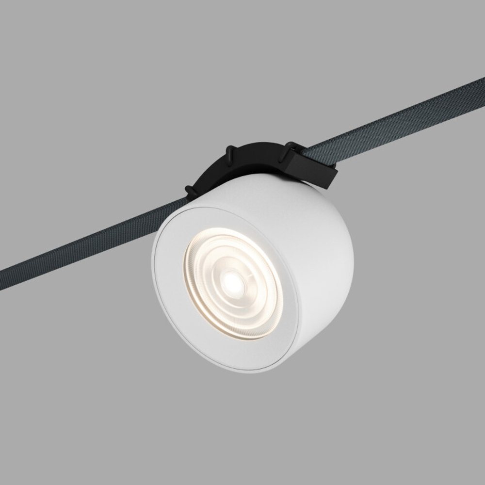 DK5540-WH+BK Поворотный светильник для трека-ремня Belty, серия Spot, со светодиодом, D100*H107мм, 48V DC, 12W, RA90, 38°, 4000K, IP20, белый с черным, алюминий