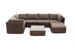 "Лунго" трансформирующаяся лаунж-зона из искусственного ротанга (гиацинт), цвет коричневый