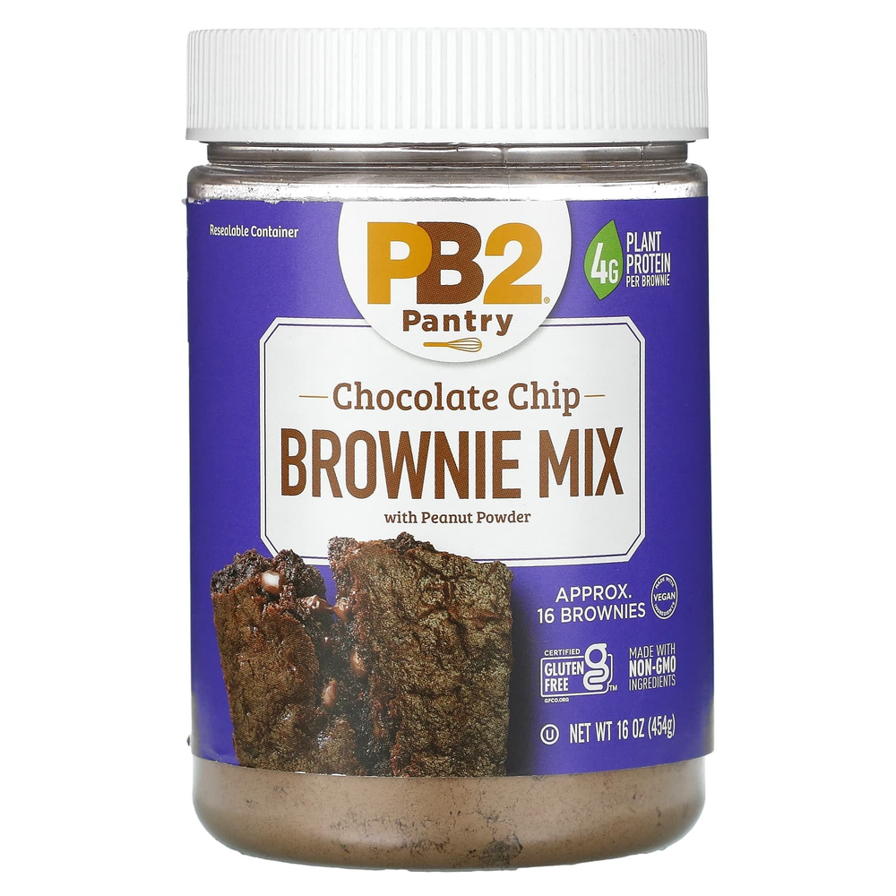 PB2 Foods, Смесь для брауни с шоколадной крошкой и арахисовым порошком, 454 г (16 унций)