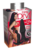 Набор из 2 анальных втулок с вибрацией Dirty Devil Vibrating Butt Plugs (Цвет: черный)